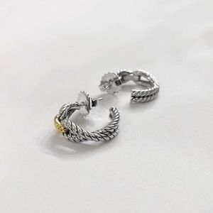 David Yurman Two-Tone Cable Loop Hoop Earrings